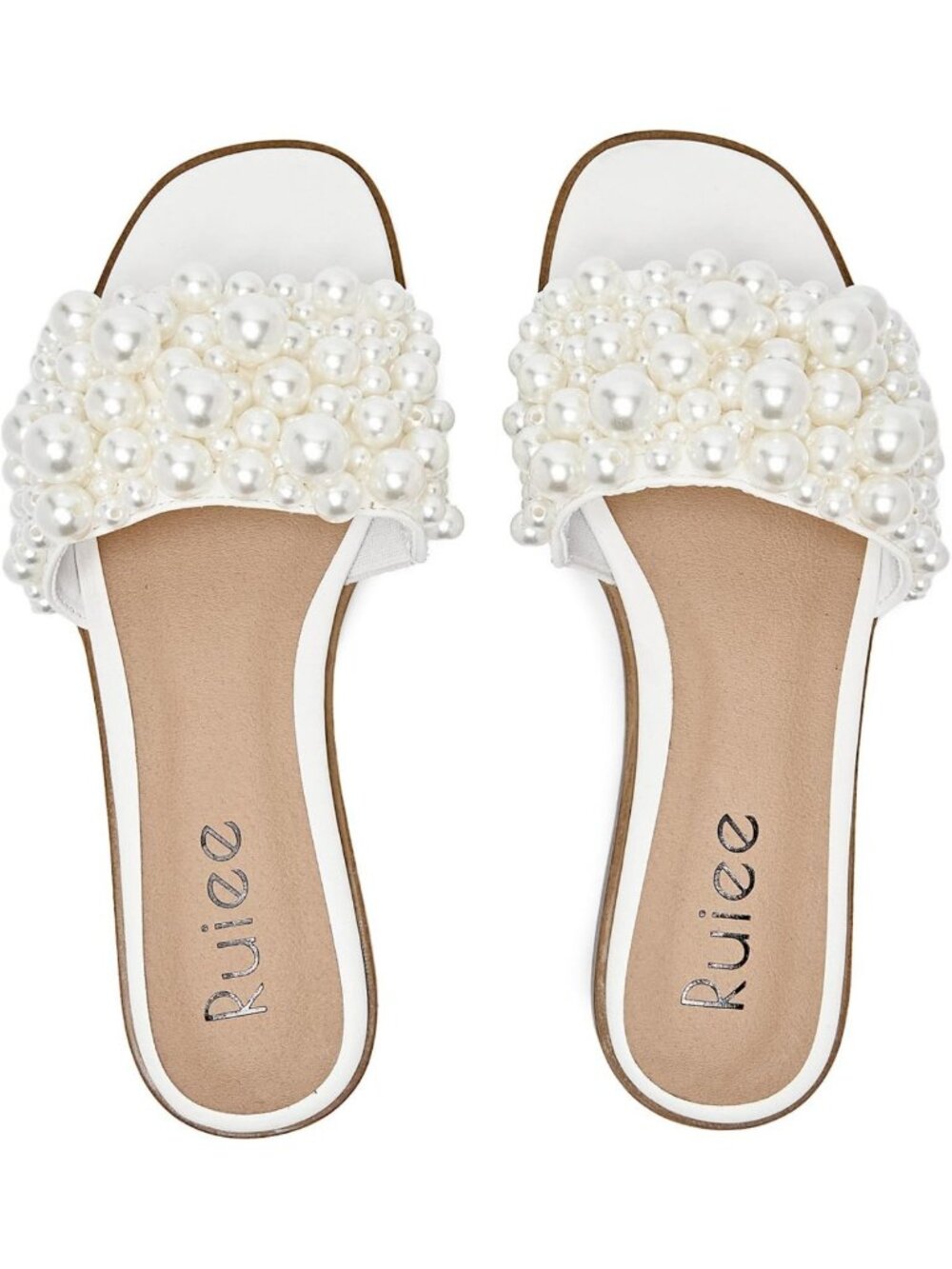 Chic Pearl Decor Flat Slide Sandals for Women - Stylish Summer Footwear